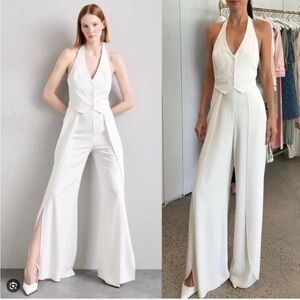 NWT Alice + Olivia ROBIN HALTERNECK VEST JUMPSUIT